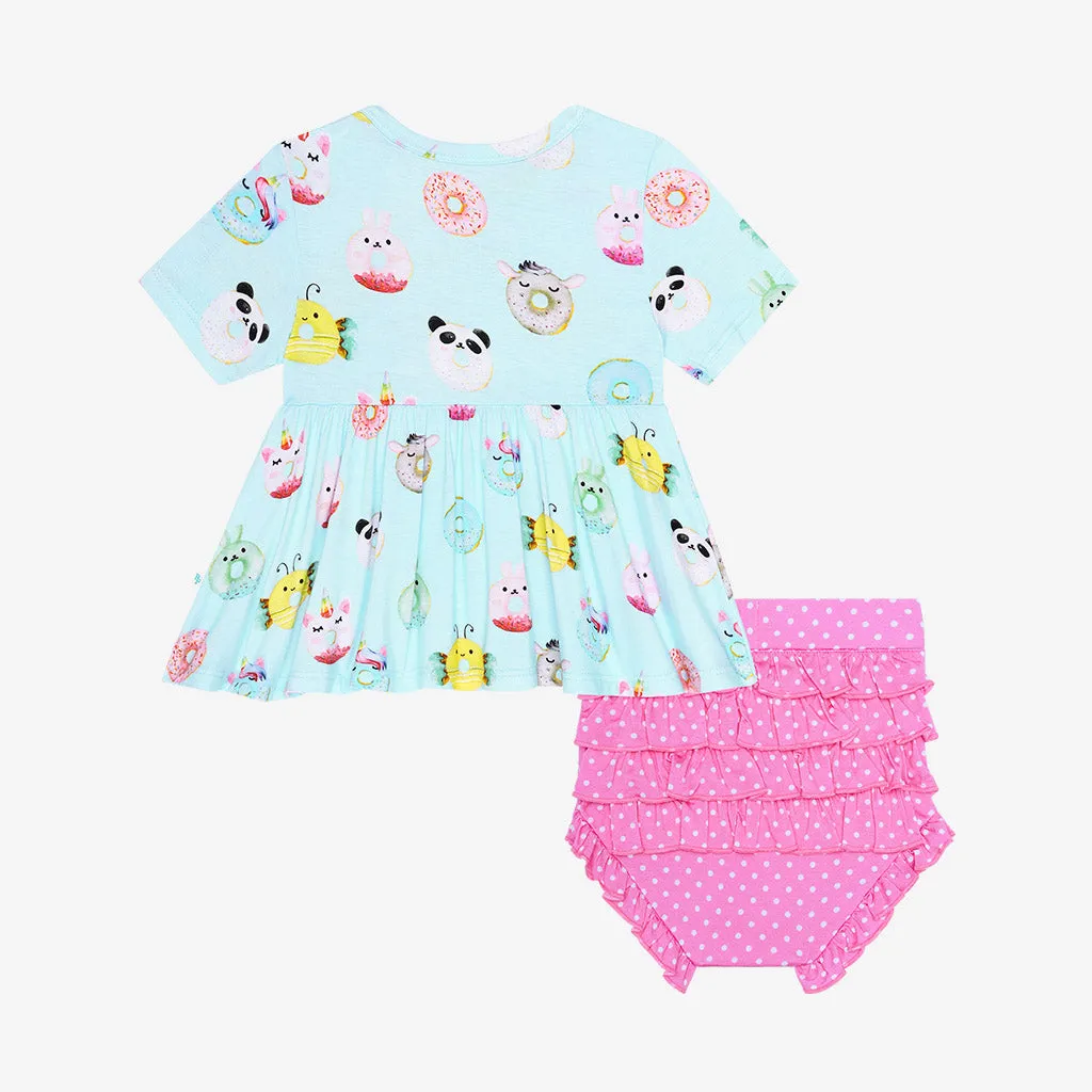 Posh Peanut Donuts S/S Basic Peplum Top & Bloomer Set