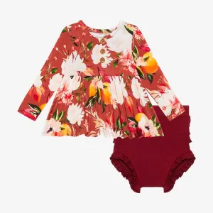 Posh Peanut Leonora L/S Henley Peplum Top & Bloomer Set