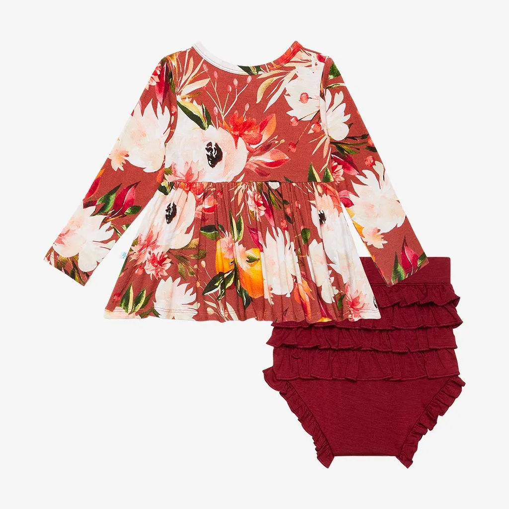 Posh Peanut Leonora L/S Henley Peplum Top & Bloomer Set