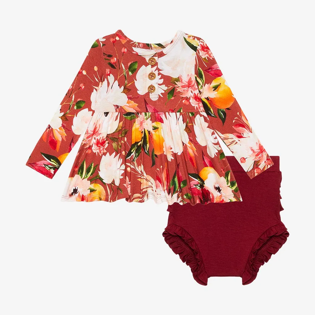 Posh Peanut Leonora L/S Henley Peplum Top & Bloomer Set