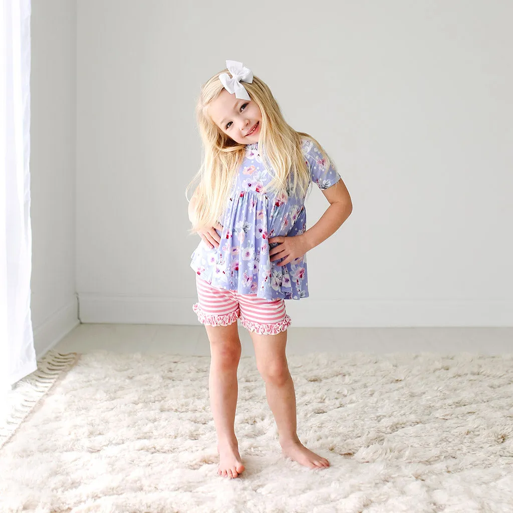 Posh Peanut Samantha S/S Basic Peplum Top & Ruffled Short