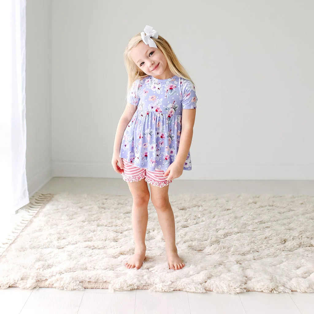 Posh Peanut Samantha S/S Basic Peplum Top & Ruffled Short