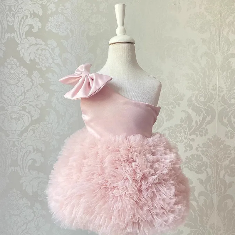 Princess Long Flower Girls Dresses With Bow Back Full Sleeves Lace Appliques Wedding Party Gowns First Communion Dress Kids Formal Wear