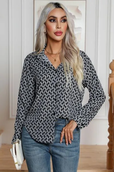 Printed Buttoned Long Sleeve Shirt (3 Colors)