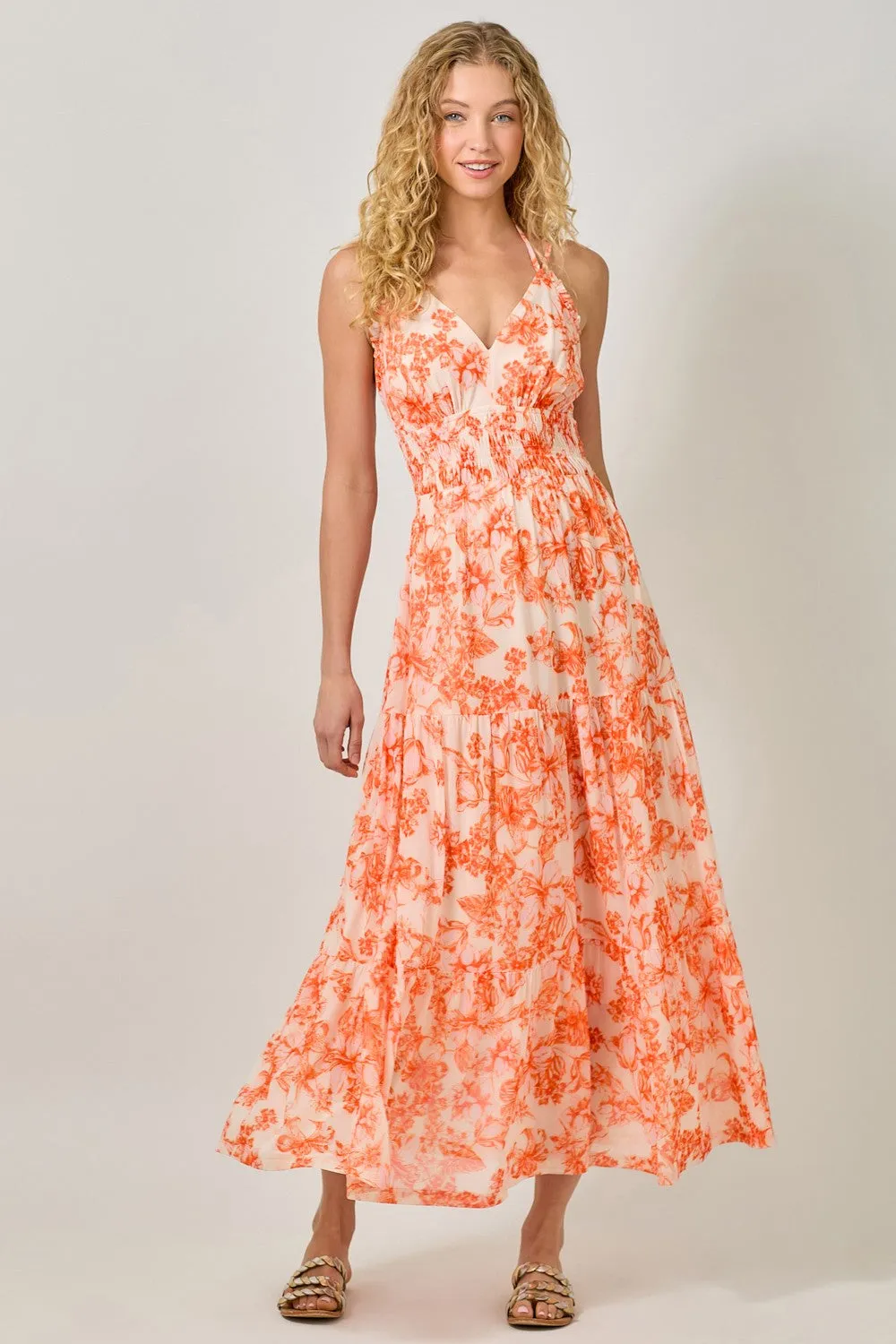 Printed Long Tiered Dress