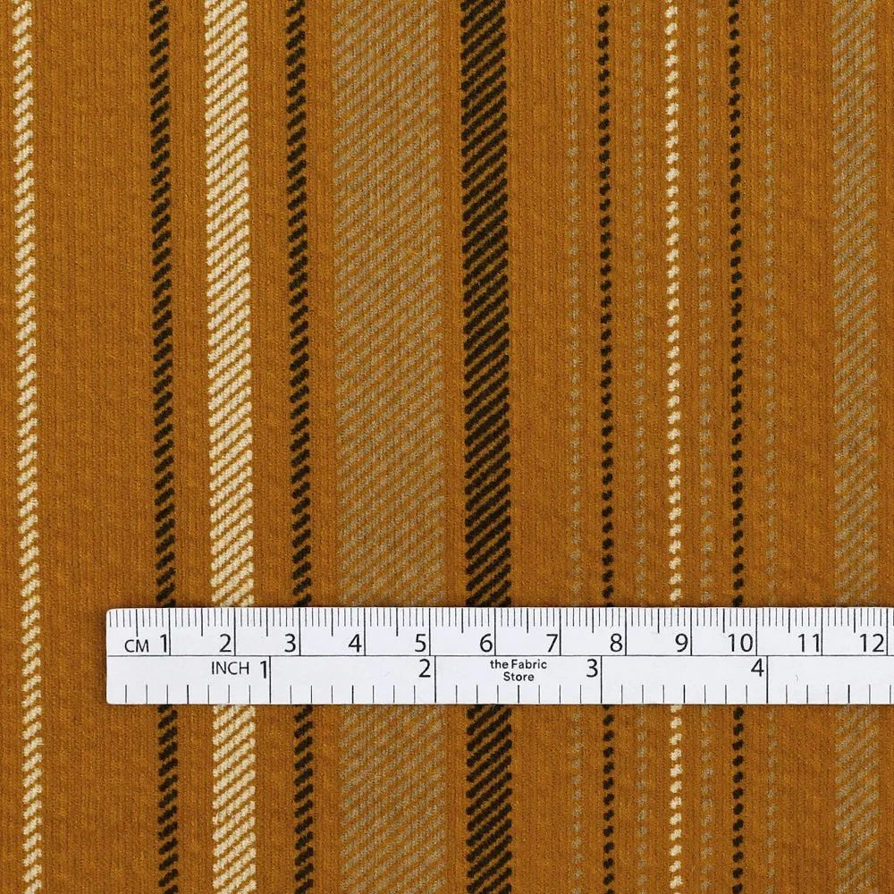 Printed Stripe Crumpled Cotton Cord - Cider