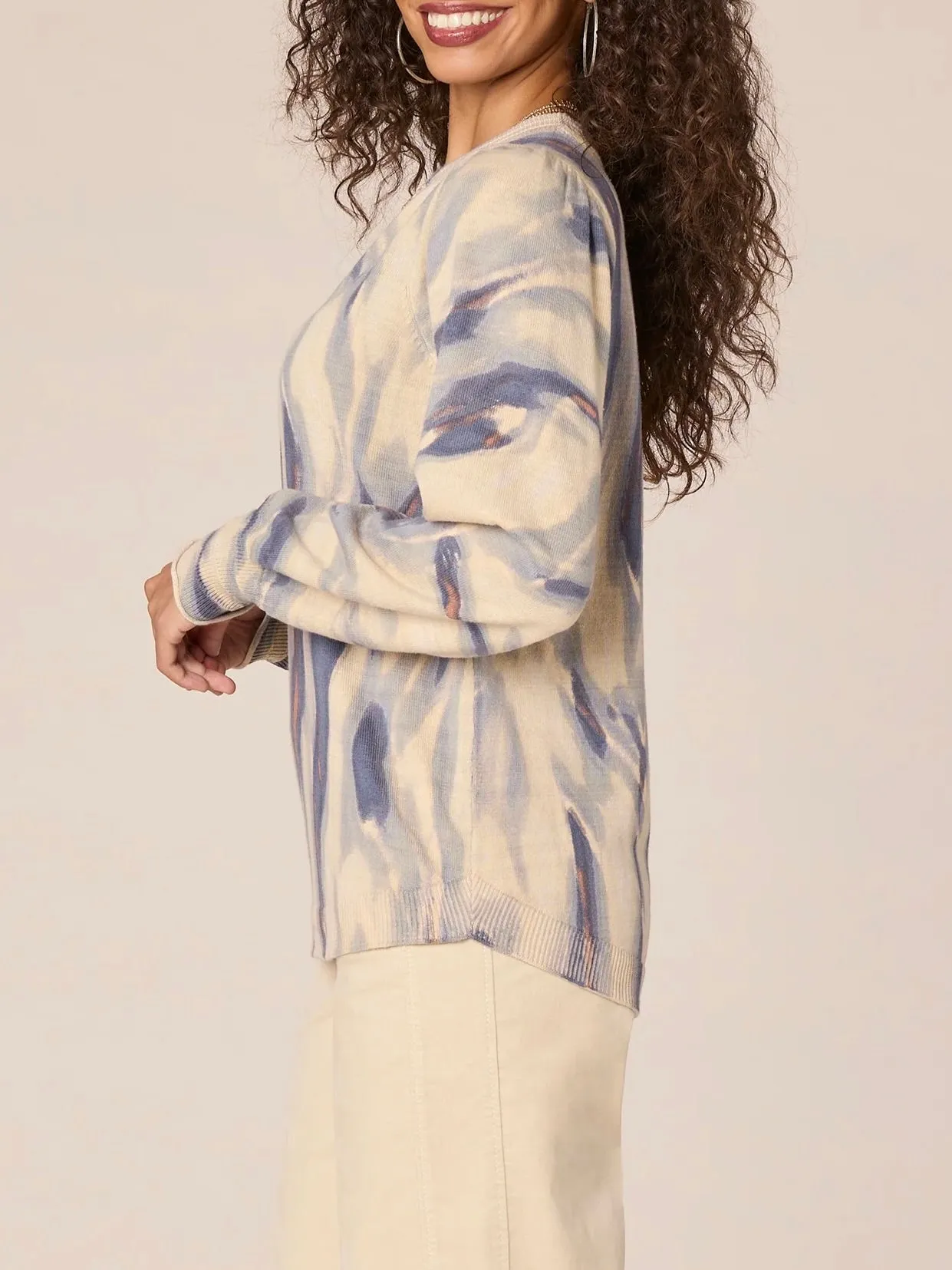 Printed Sweater - Coastal Blue Multi
