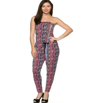 Printed Tube Jumpsuit | Black
