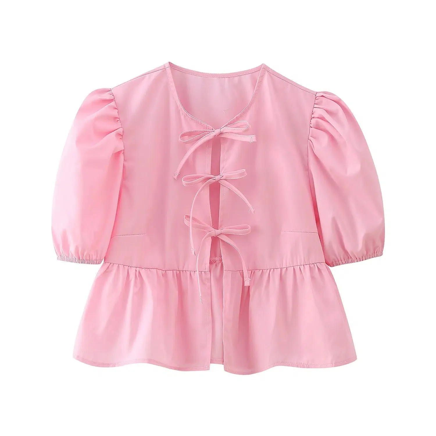 Puff Sleeve Peplum Tops