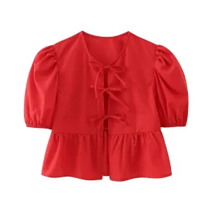 Puff Sleeve Peplum Tops