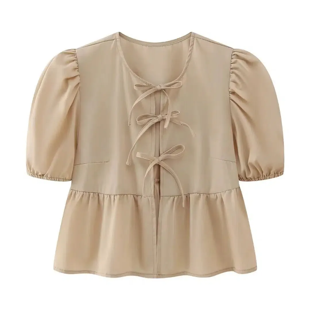 Puff Sleeve Peplum Tops