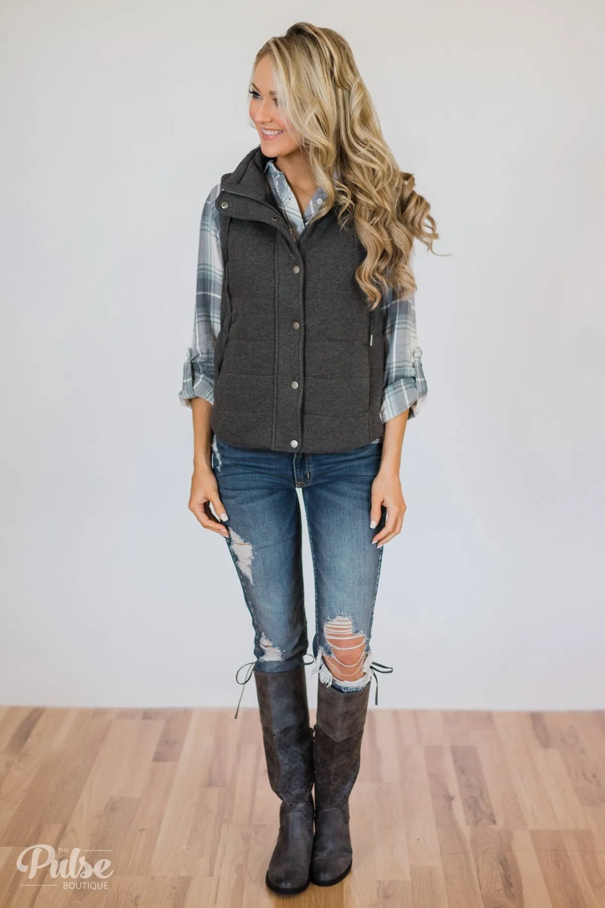 Puffer Vest- Charcoal
