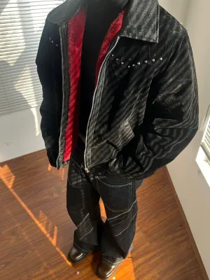 Python Leather Lapel Insulated Jacket