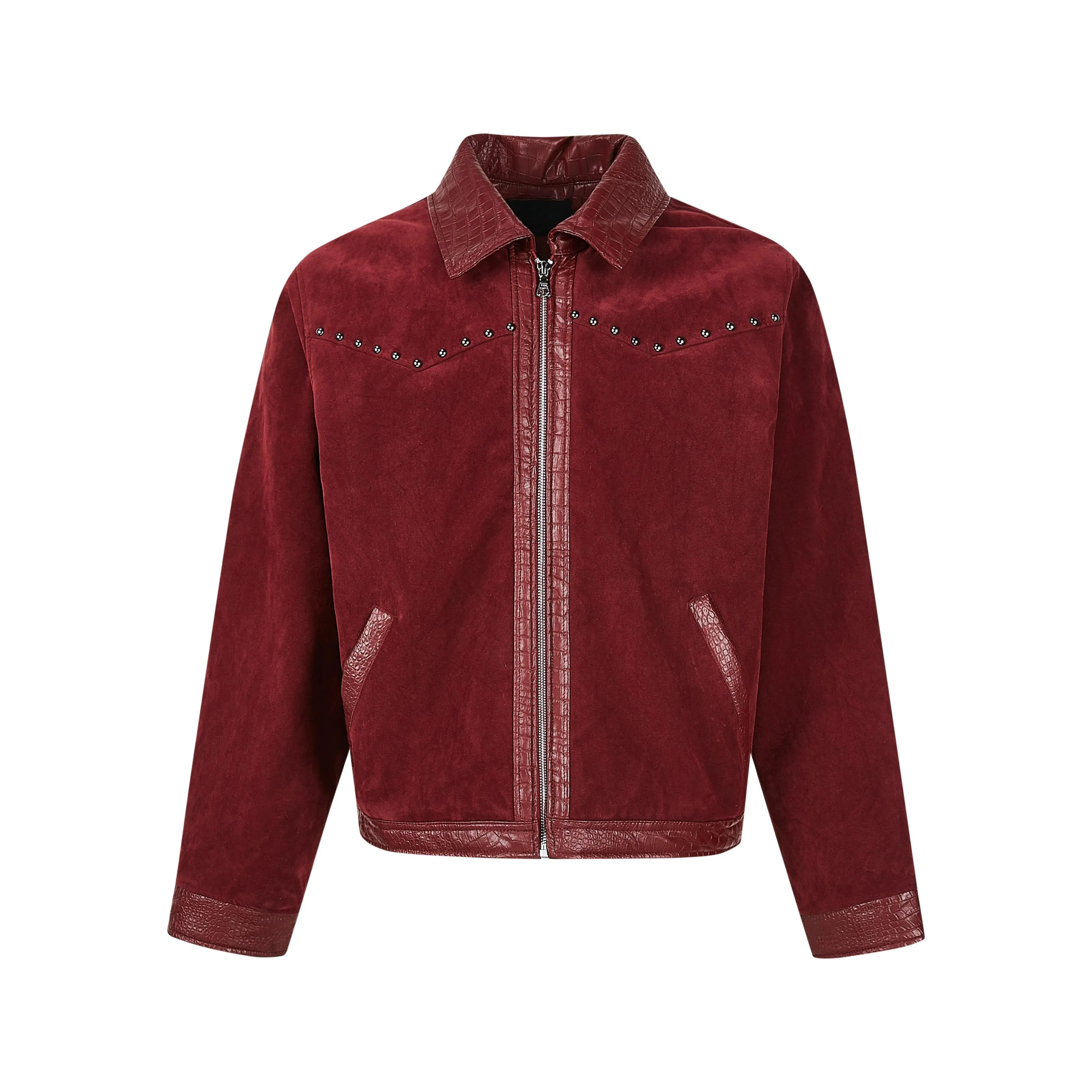Python Leather Lapel Insulated Jacket