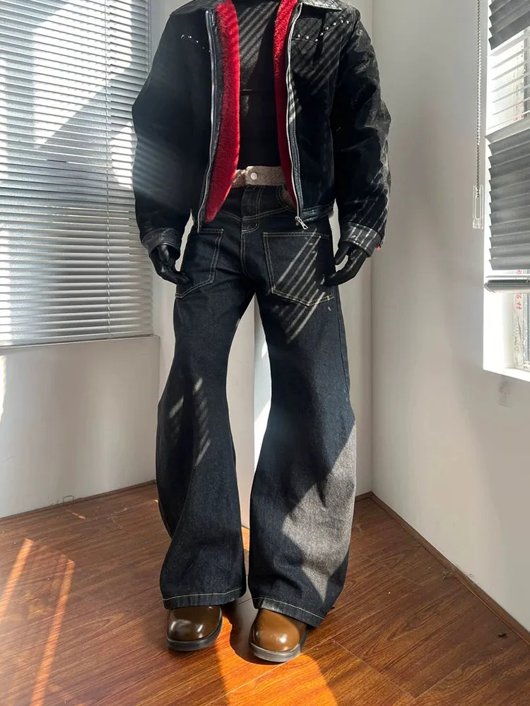 Python Leather Lapel Insulated Jacket