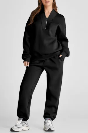 Quarter Zip Active Long Sleeve Top and Pants Set