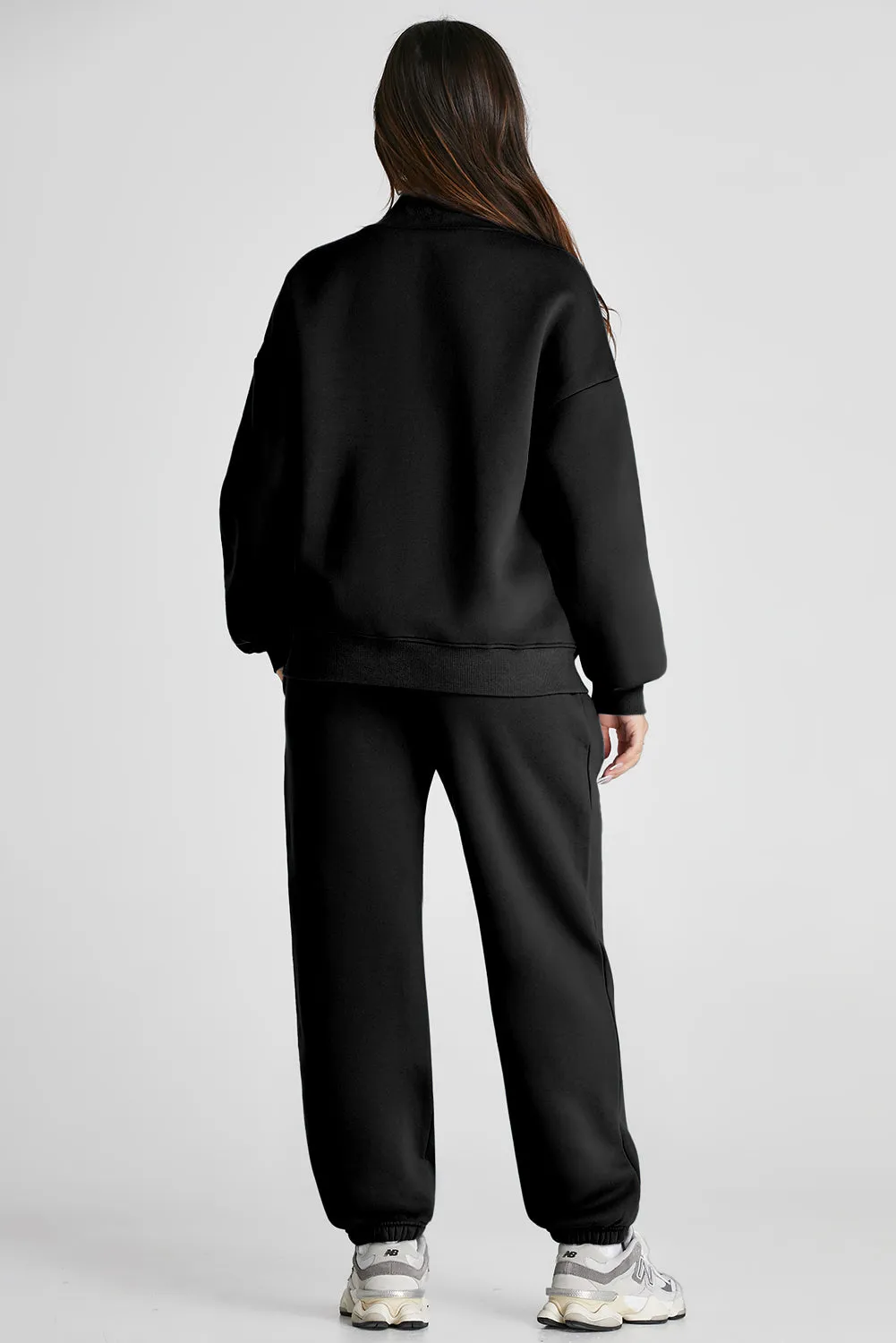 Quarter Zip Active Long Sleeve Top and Pants Set