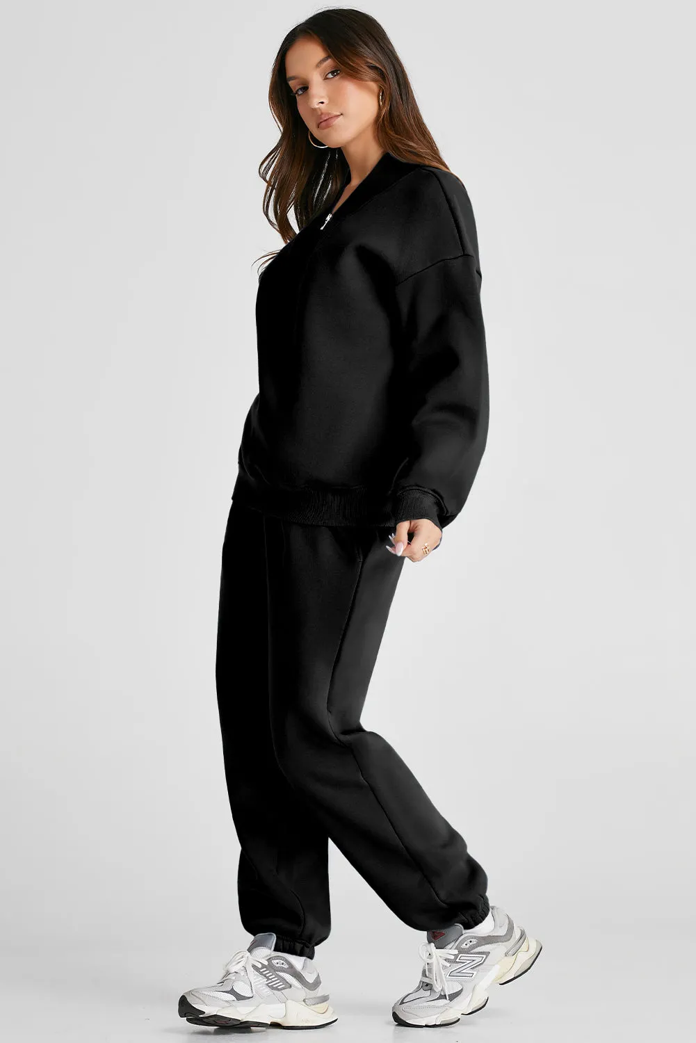 Quarter Zip Active Long Sleeve Top and Pants Set