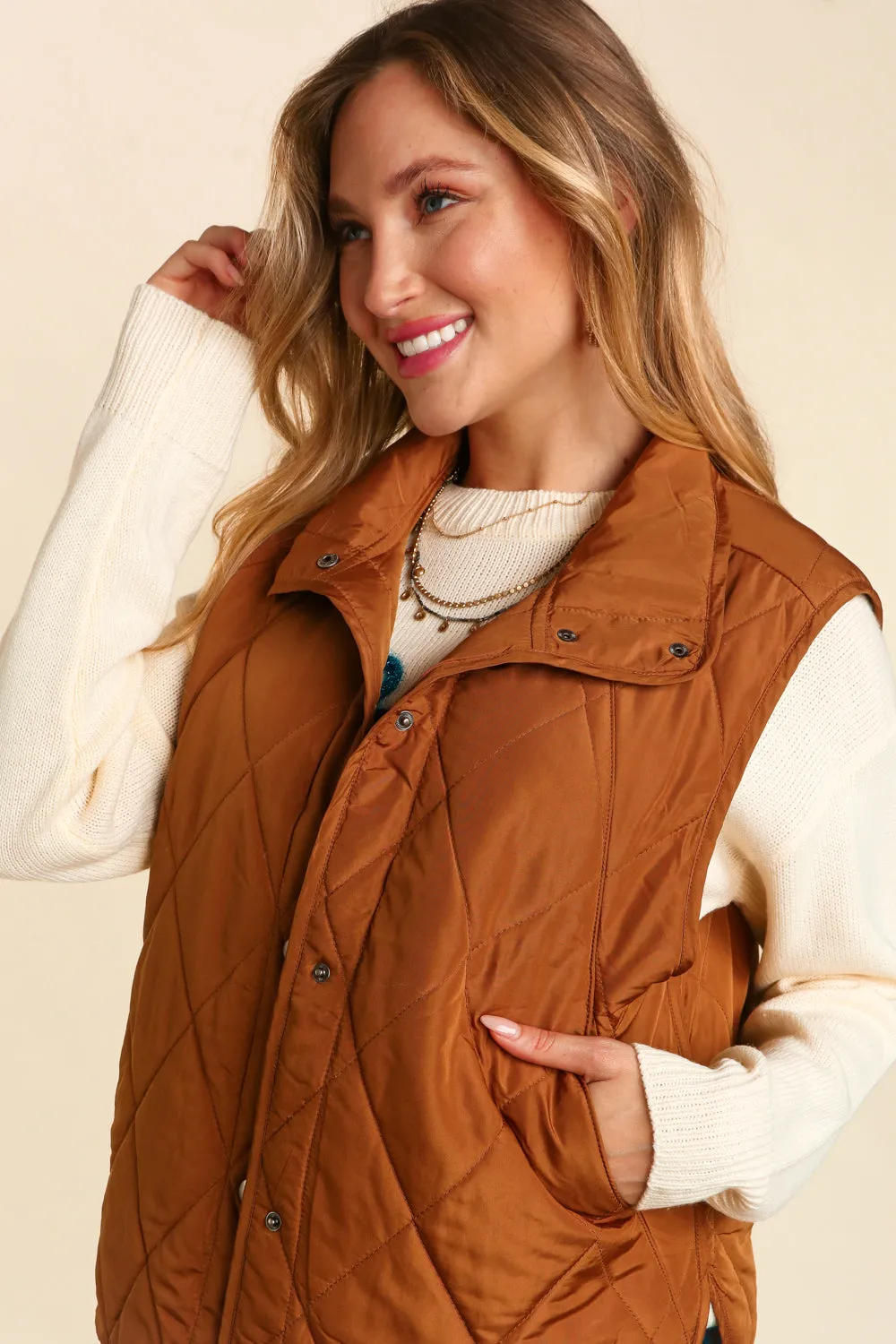 Quilted Snap Up Vests | 3 Colors