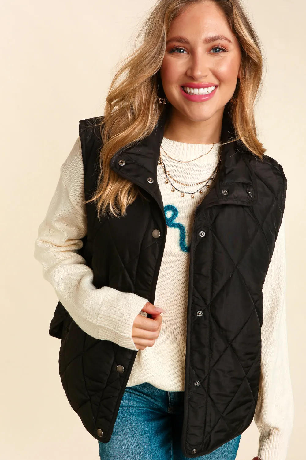 Quilted Snap Up Vests | 3 Colors