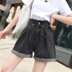 "DOUBLE BUTTON HIGH WAIST DENIM" SHORTS D052313