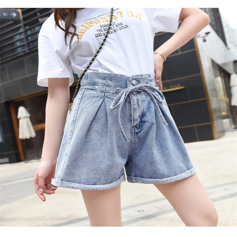 "DOUBLE BUTTON HIGH WAIST DENIM" SHORTS D052313