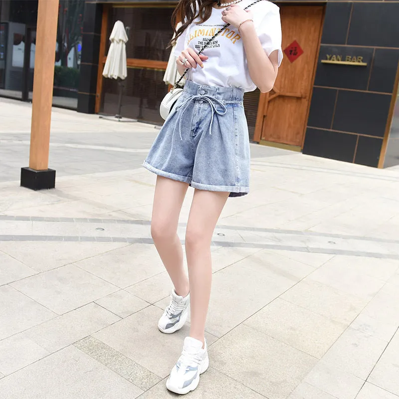 "DOUBLE BUTTON HIGH WAIST DENIM" SHORTS D052313