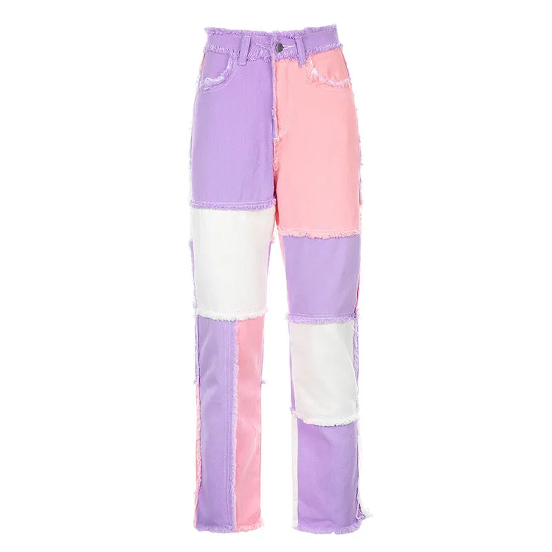 "HIGH RISE COLOR BLOCK" JEANS N083108