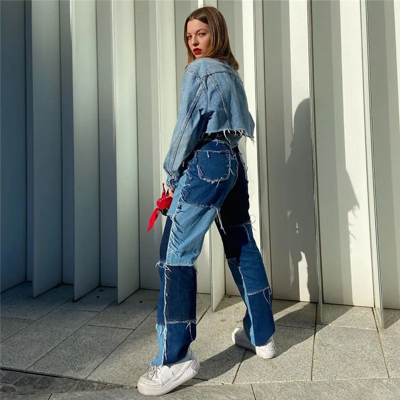 "HIGH RISE COLOR BLOCK" JEANS N083108