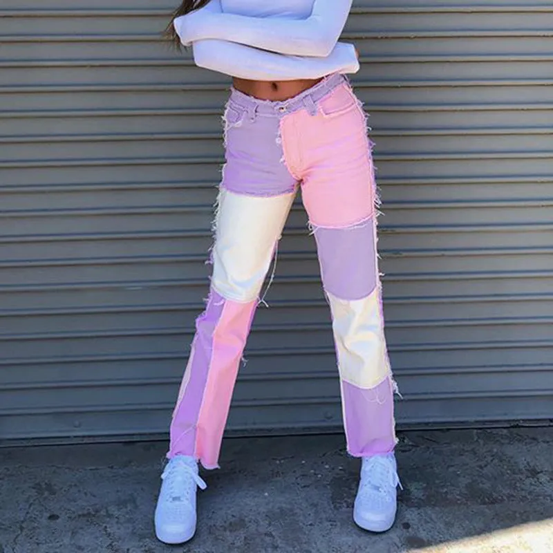 "HIGH RISE COLOR BLOCK" JEANS N083108