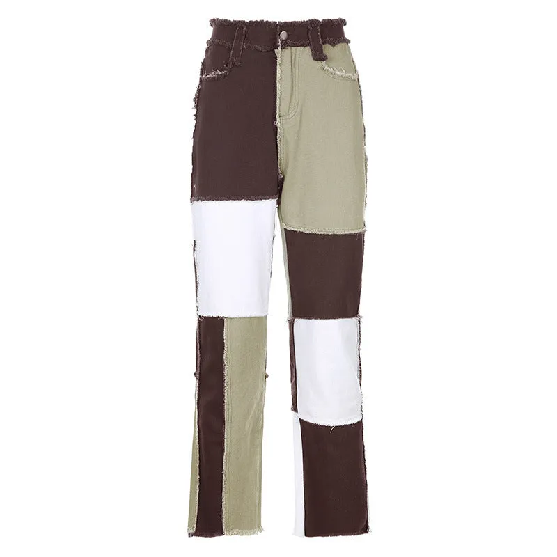"HIGH RISE COLOR BLOCK" JEANS N083108