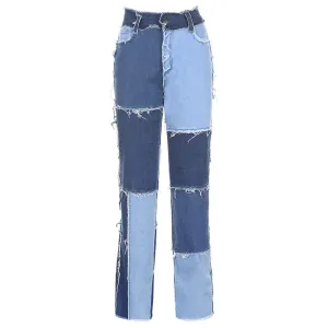 "HIGH RISE COLOR BLOCK" JEANS N083108