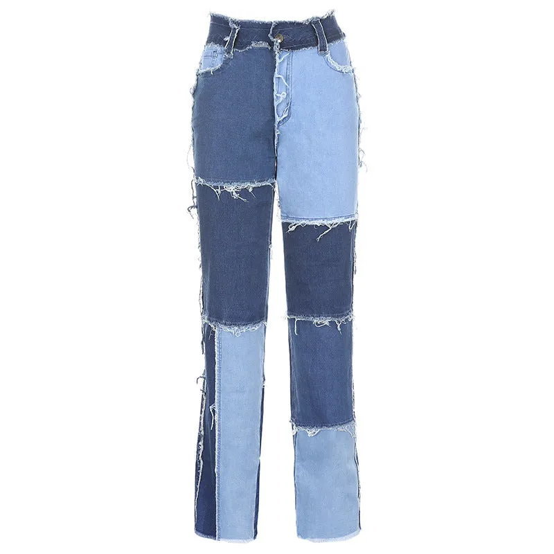 "HIGH RISE COLOR BLOCK" JEANS N083108