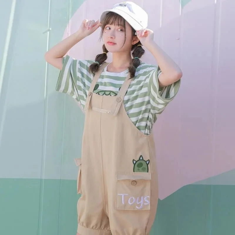 "MONSTER STRIPED" T-SHIRT / OVERALLS N081102