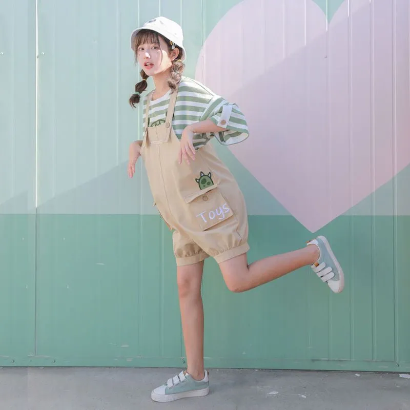 "MONSTER STRIPED" T-SHIRT / OVERALLS N081102