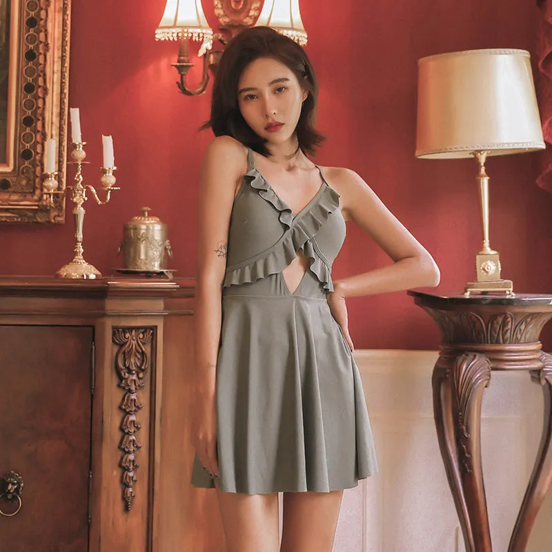 "RUFFLED CUTOUT SEXY" SWIMSUIT D070832