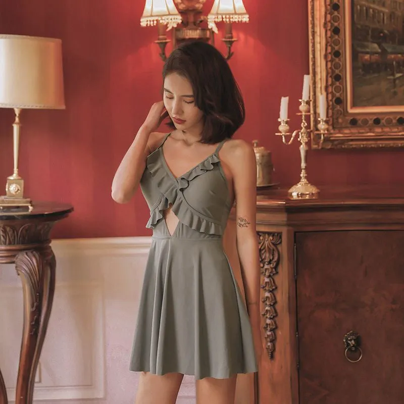 "RUFFLED CUTOUT SEXY" SWIMSUIT D070832