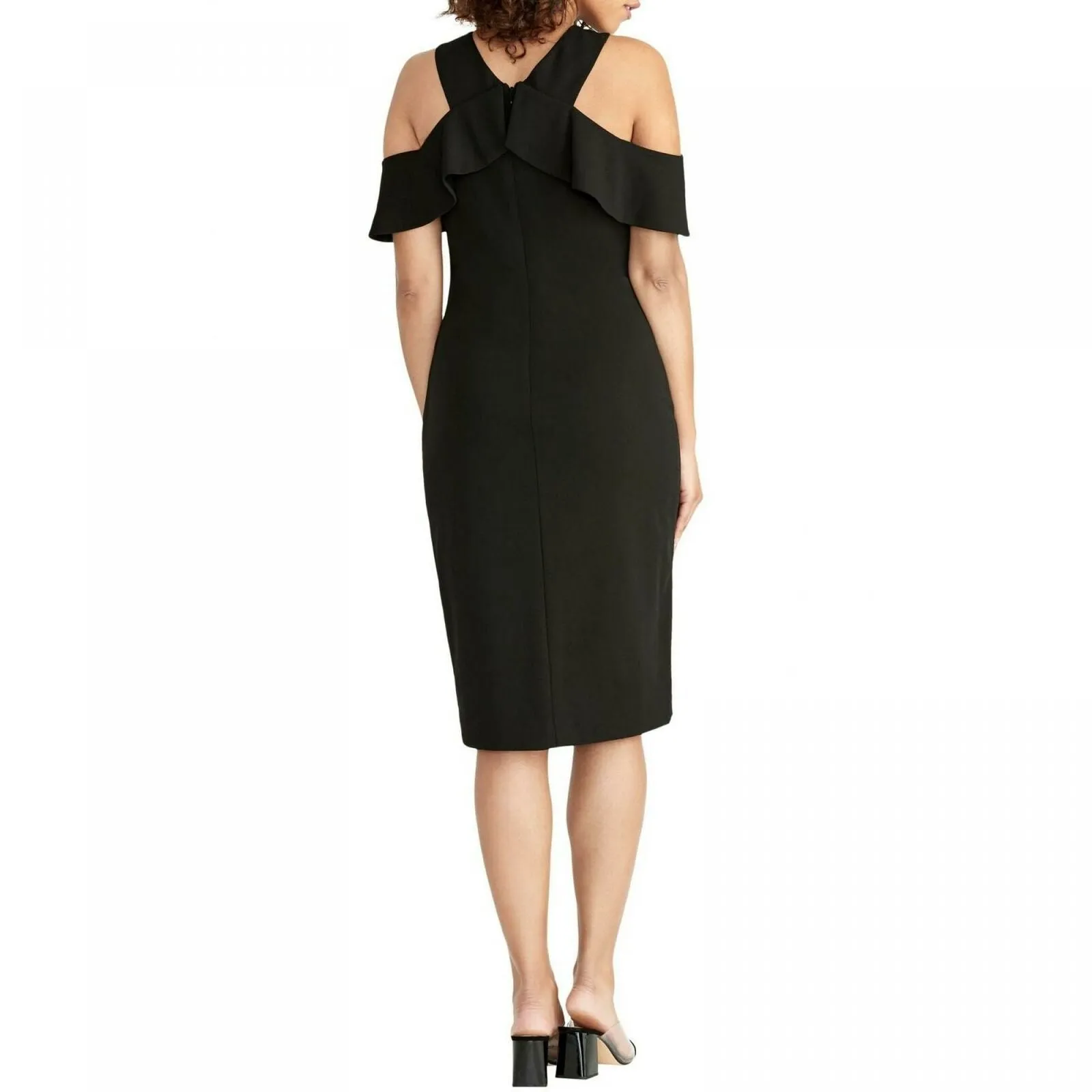 RACHEL Rachel Roy Women's Cold Shoulder Ruffle Halter Sheath Dress