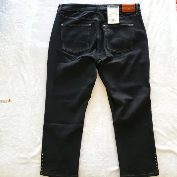 Ralph Lauren Beaded High Rise Straight Ankle Jeans--Sz 33/16