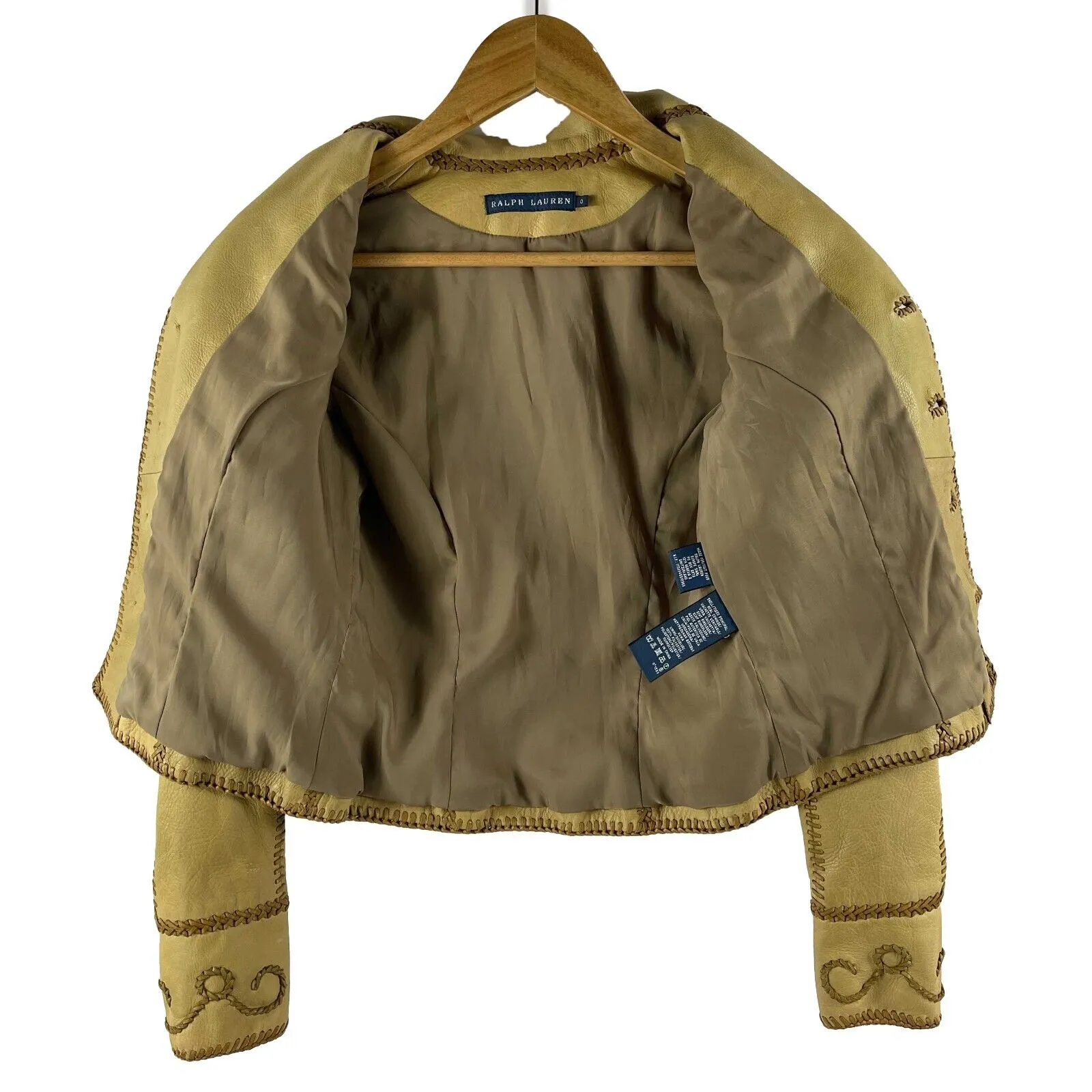 Ralph Lauren - Blue Label Western Leather Cropped Jacket - Camel Tan - 0 - XS