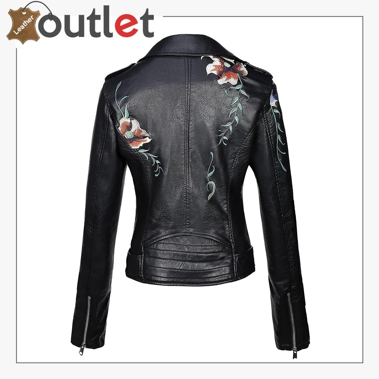 Real Black Leather studded jacket For Women