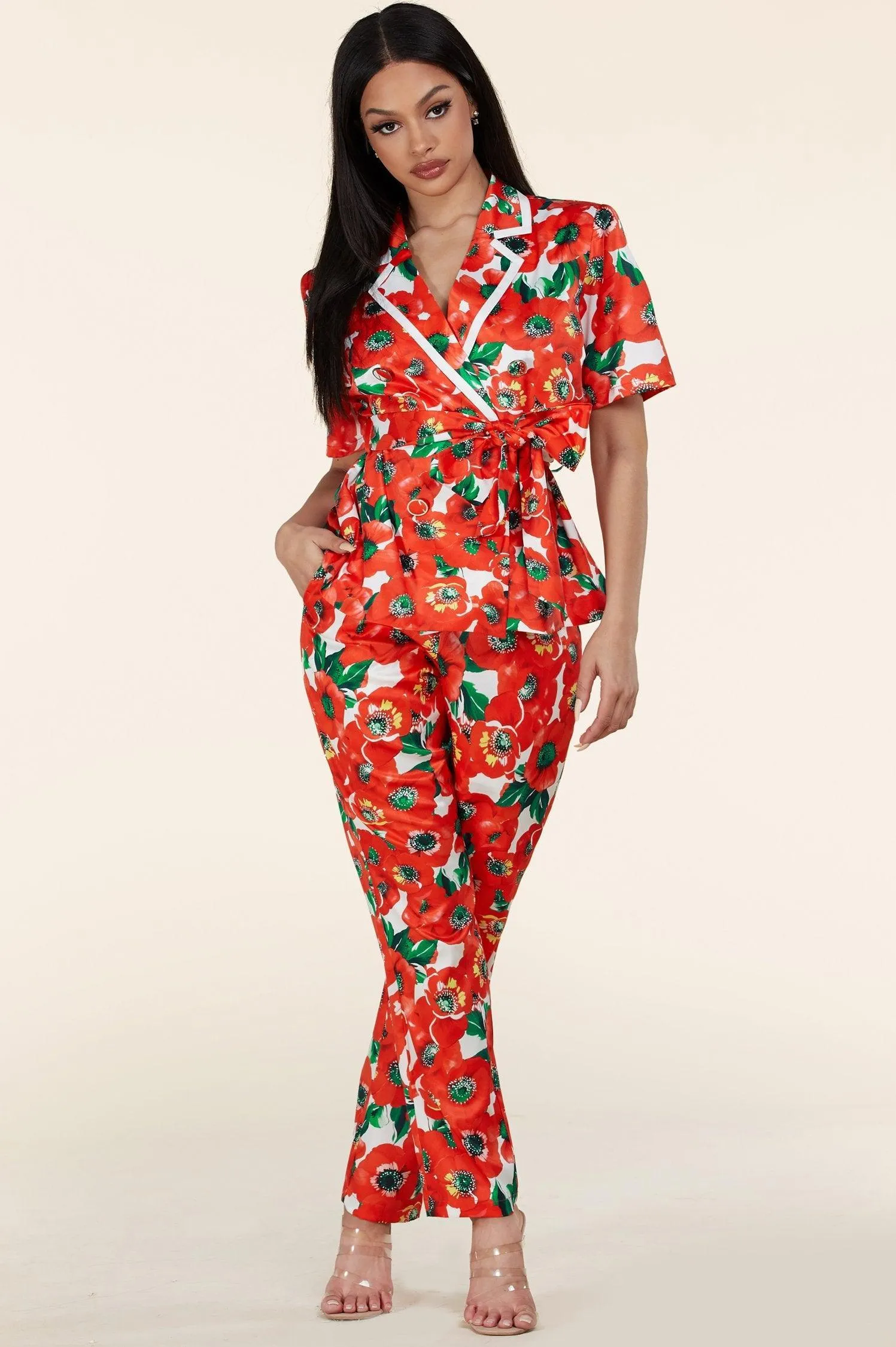 REDFLORAL  PC PANT SET