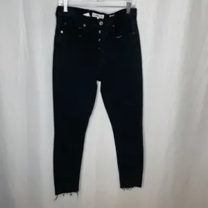 Re/Done Black High Rise Ankle Crop Stretch‎ Jeans