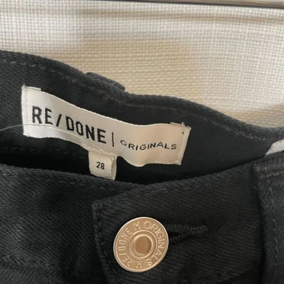 Re/Done Black High Rise Ankle Crop Stretch‎ Jeans