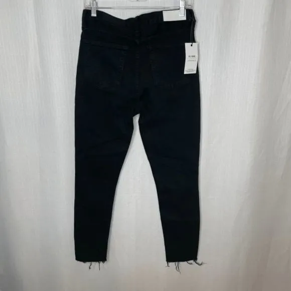 Re/Done Black High Rise Ankle Crop Stretch‎ Jeans