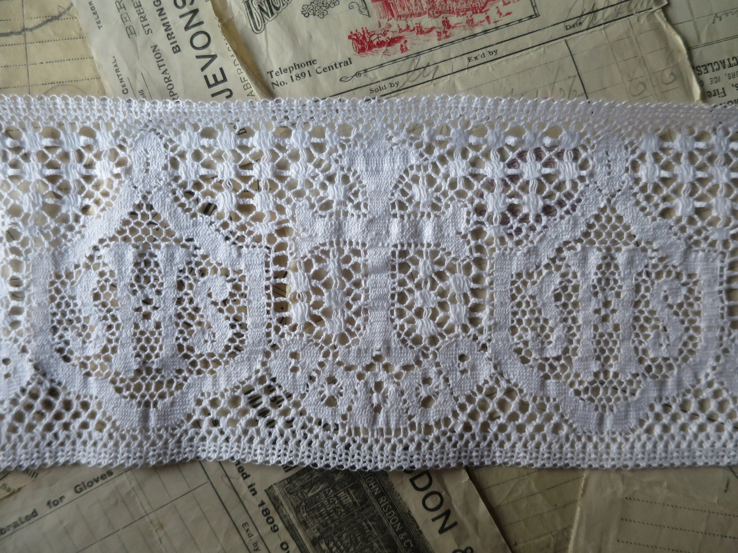Remnants White English Nottingham Cluny Lace- Liturgical Ecclesiastical Insertion- 12 cm