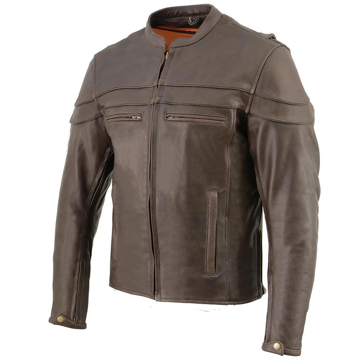 Retro Brown ML1408RT Men's  'Savage' Sporty Crossover Retro Leather Jacket