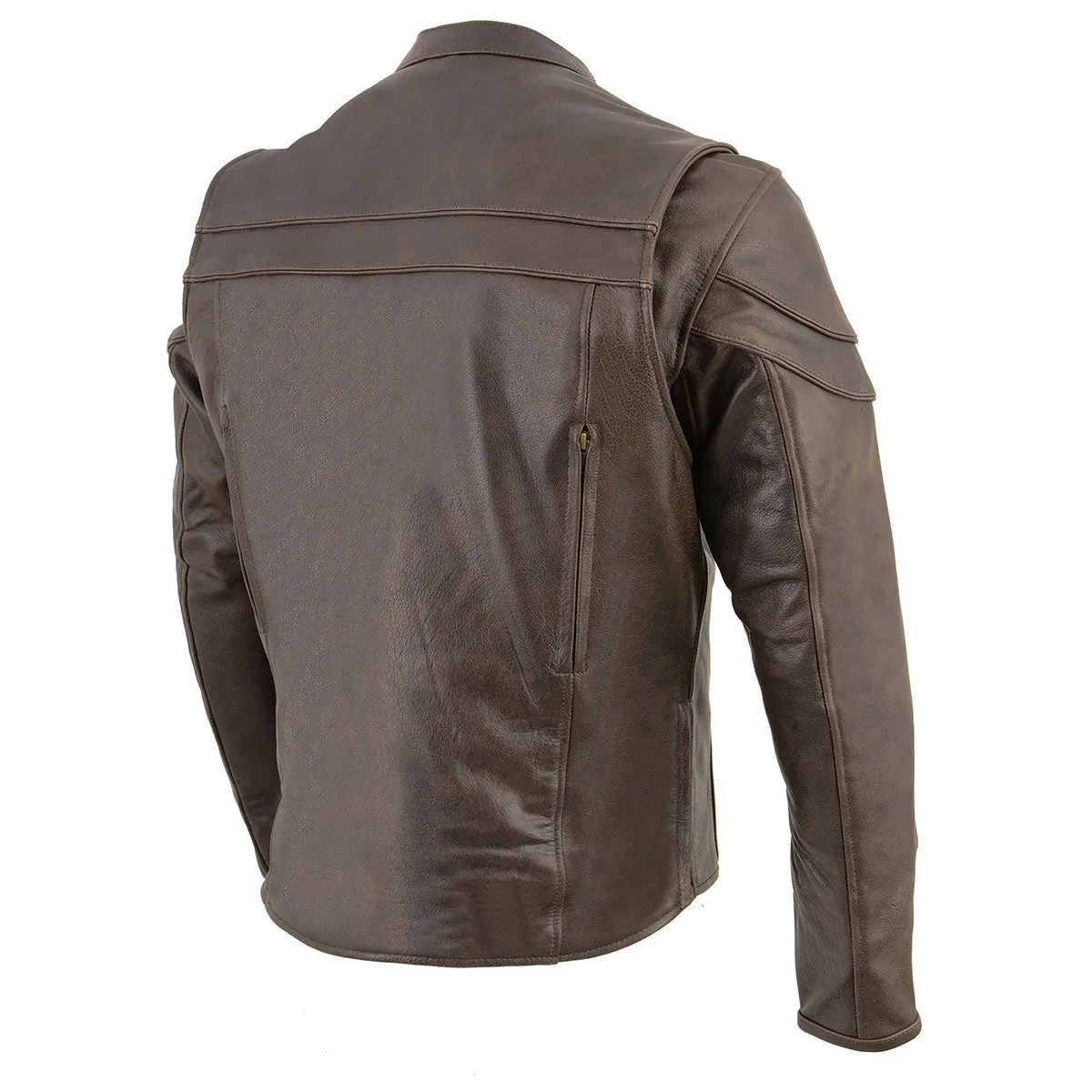 Retro Brown ML1408RT Men's  'Savage' Sporty Crossover Retro Leather Jacket