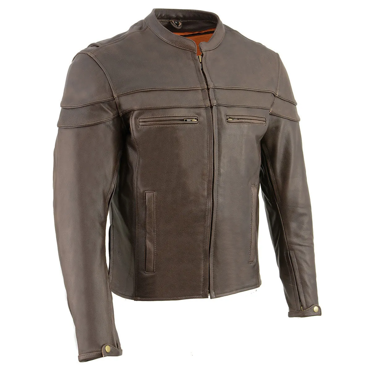 Retro Brown ML1408RT Men's  'Savage' Sporty Crossover Retro Leather Jacket