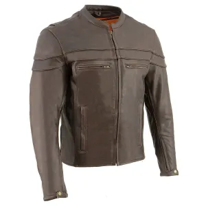 Retro Brown ML1408RT Men's  'Savage' Sporty Crossover Retro Leather Jacket